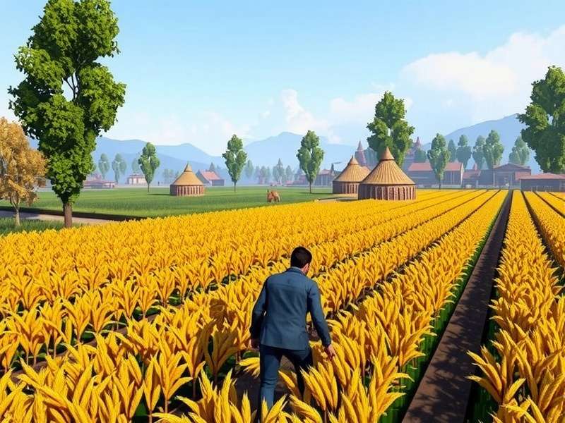 Punjab Pursuit Gameplay showing a player tending to wheat fields in a village setting